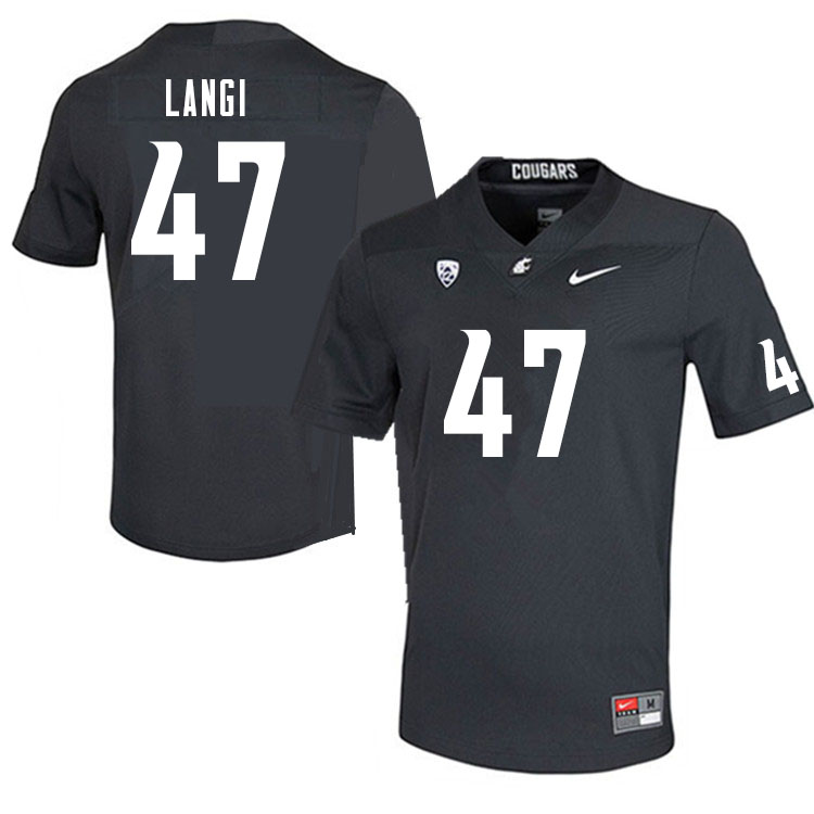 Men #47 Lolani Langi Washington State Cougars College Football Jerseys Sale-Charcoal